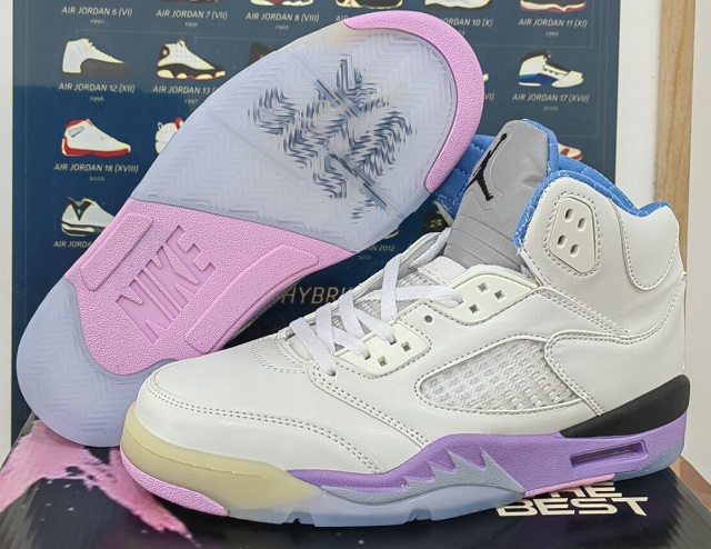 Women Jordan Shoes 5 Grade AAA WE THE BEST White Purple